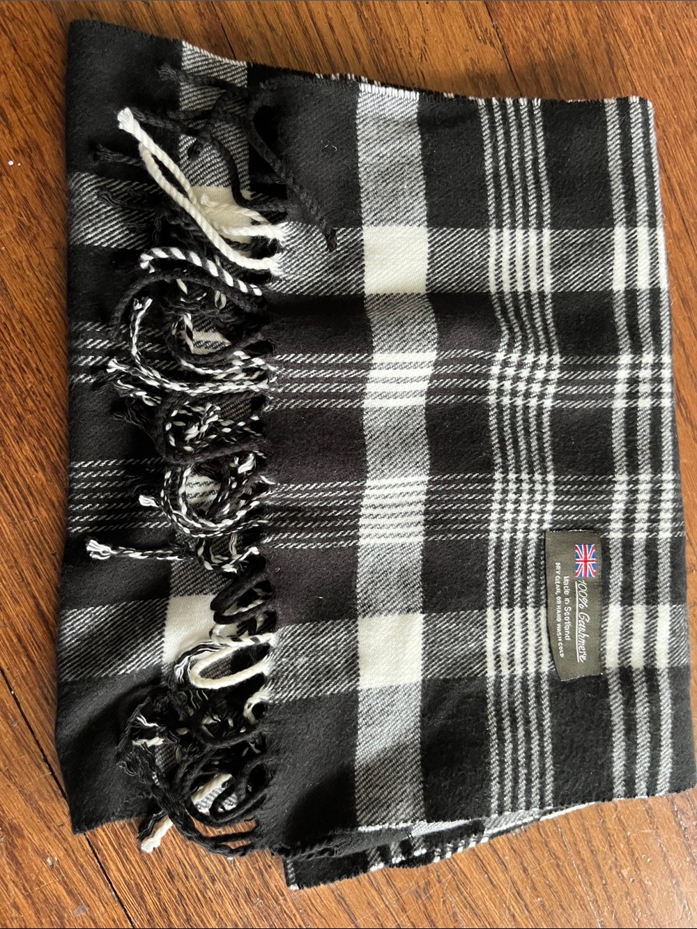 Classic Black and White Plaid Women's Scarf - Timeless Checked Wrap